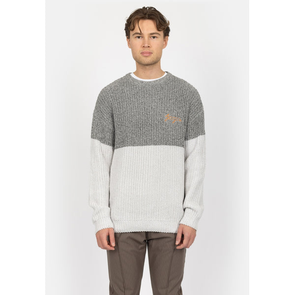 Denim project DPKnitted Colorblock Sweatshirt Knit 620 Glacier Grey Melange