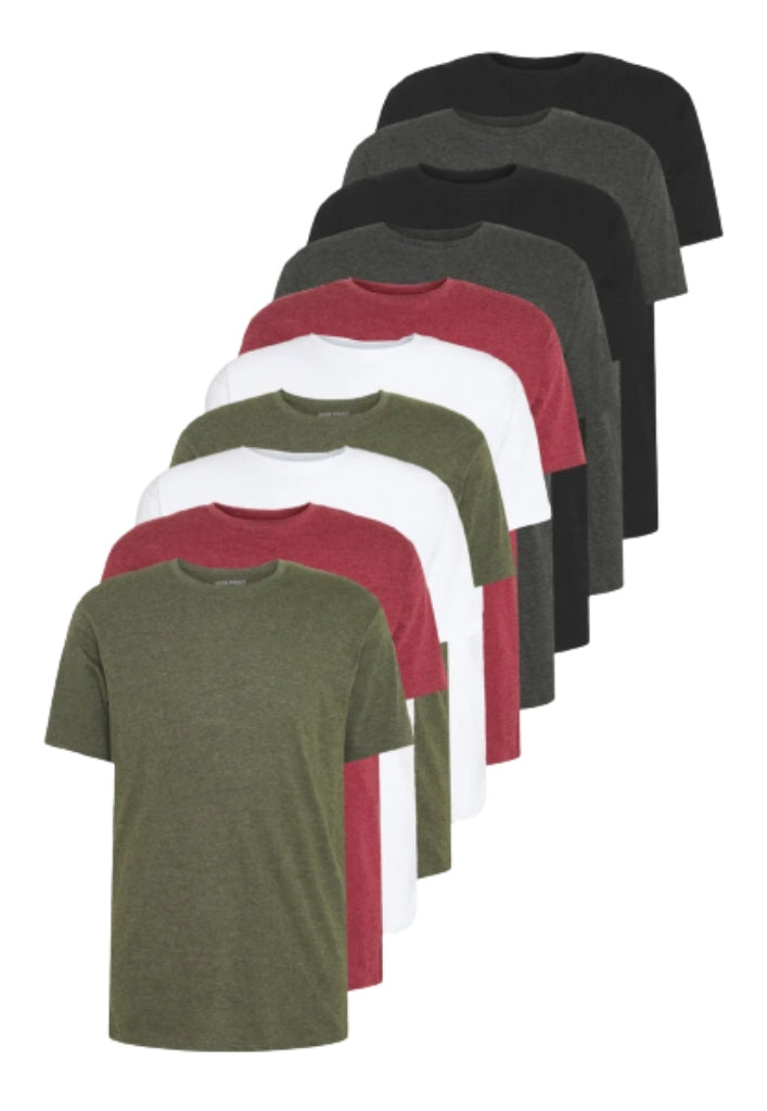 Denim project 10 Pack T-SHIRT T-Shirt 2xDGM, 2xOlive Mel, 2x Bord.Mel, 2xWhite, 2xBlack
