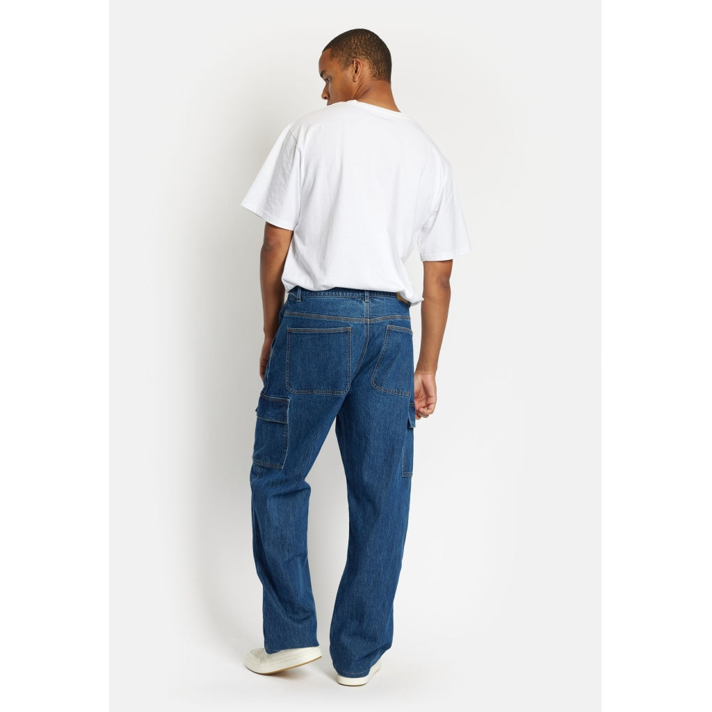 Denim project DPCARGO LOOSE JEANS Jeans 679 Mid Blue Washed