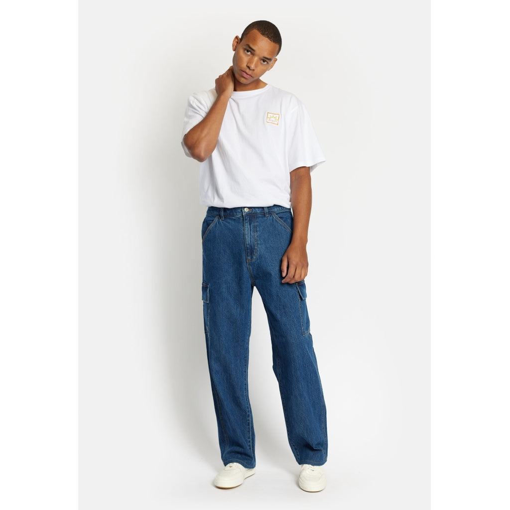 Denim project DPCARGO LOOSE JEANS Jeans 679 Mid Blue Washed