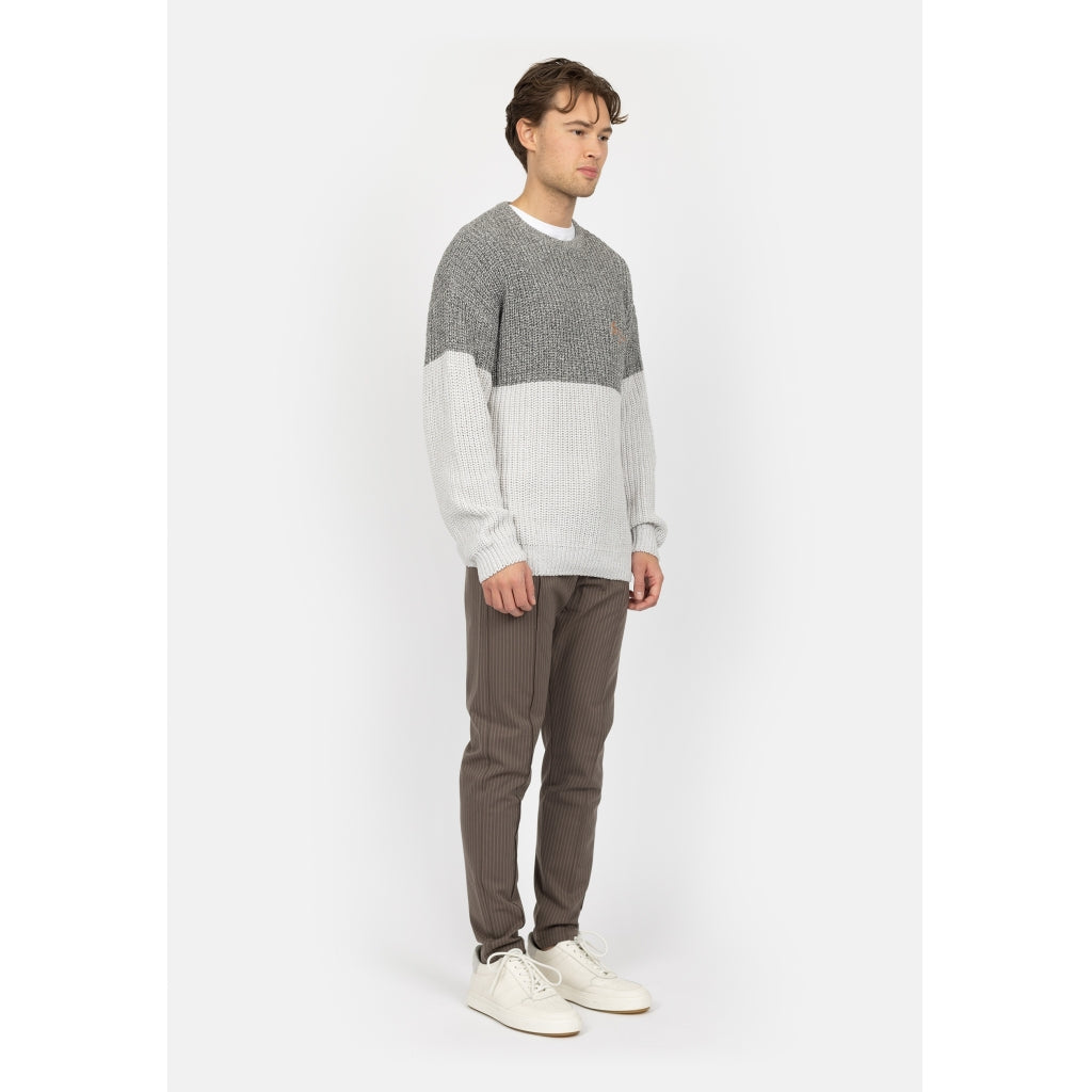 Denim project DPKnitted Colorblock Sweatshirt Knit 620 Glacier Grey Melange