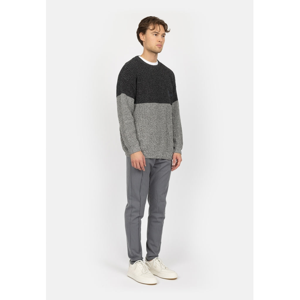 Denim project DPKnitted Colorblock Sweatshirt Knit 642 Dark Shadow