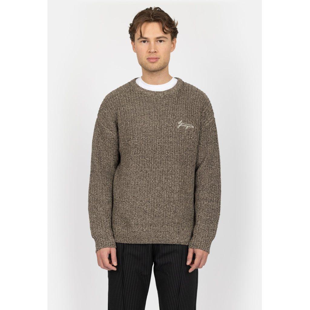 Denim project DPKnitted Oversized Logo Sweatshirt Knit 640 Turkish Coffee