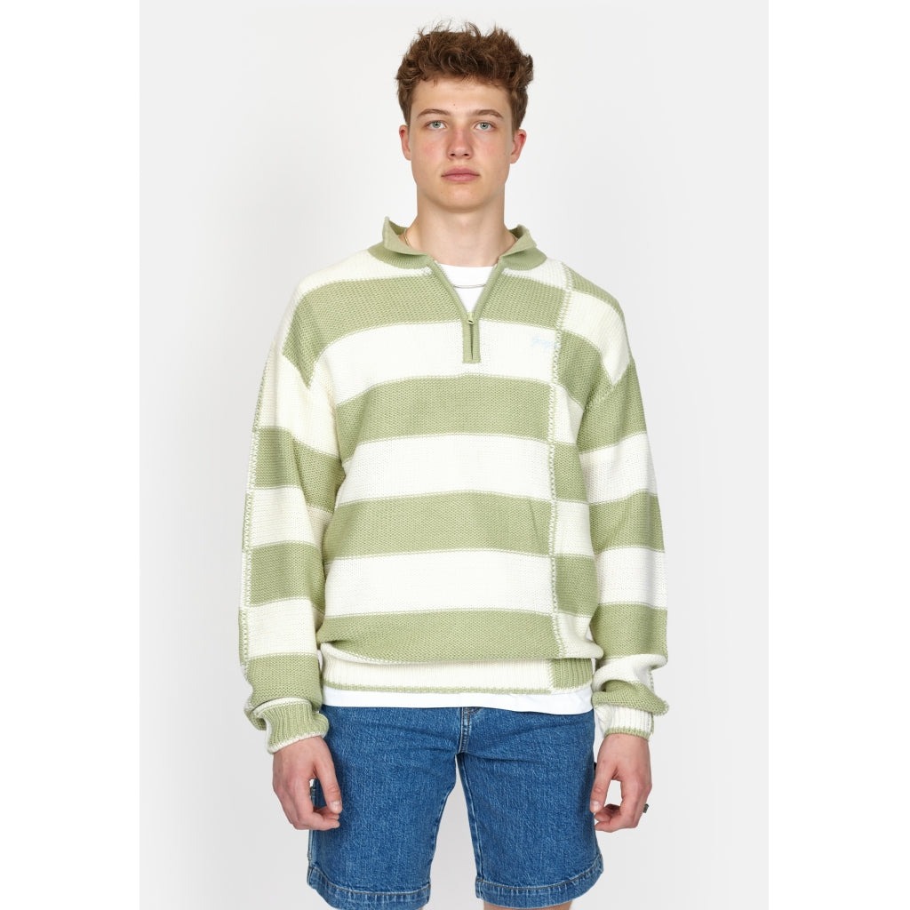 Denim project DPKnitted Patch Stripe Sweater Knit 657 White/Green