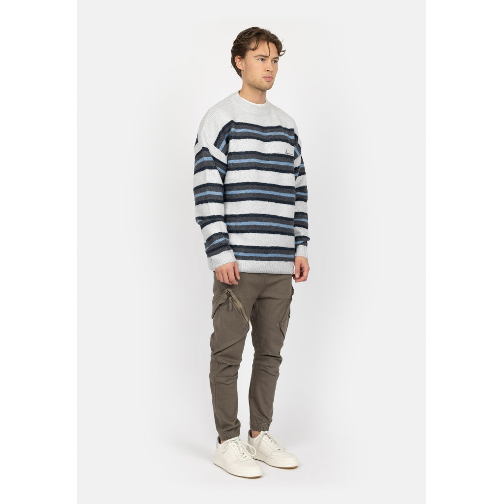 Denim project DPKnitted Stripe Texture Sweatshirt Sweat 620 Glacier Grey Melange