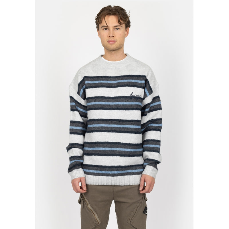 Denim project DPKnitted Stripe Texture Sweatshirt Sweat 620 Glacier Grey Melange