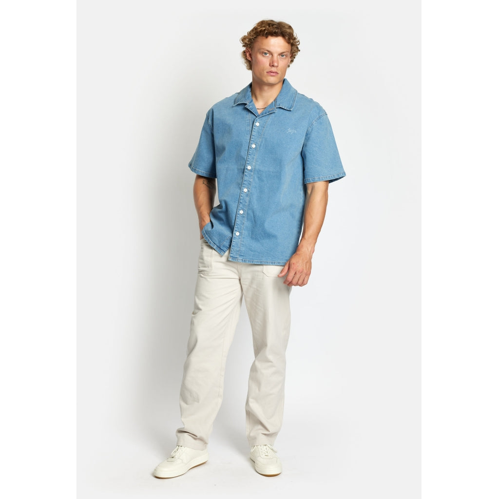 Denim project DPLoose Short Sleeve Denim Shirt Shirts 678 Light Blue Washed