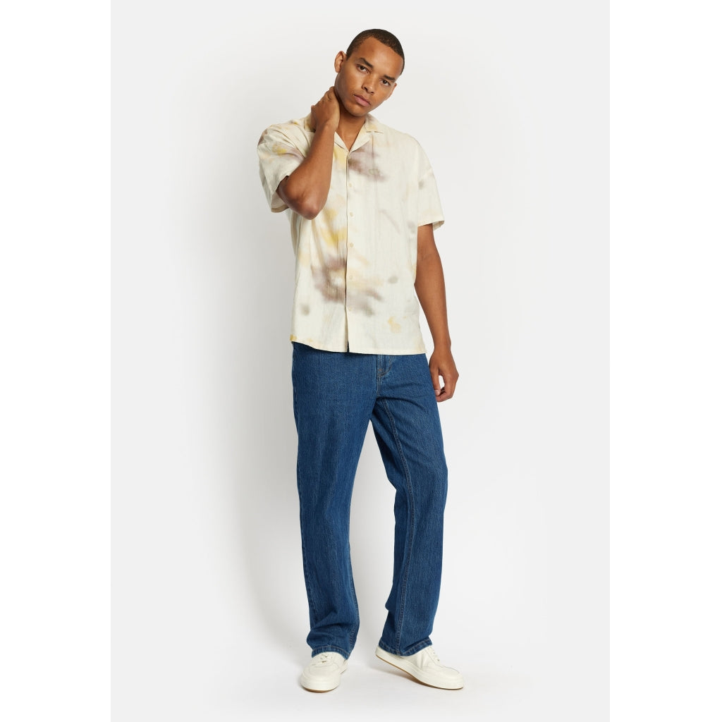 Denim project DPPrinted Linen Cuban Shirt Shirts 741 Cream print