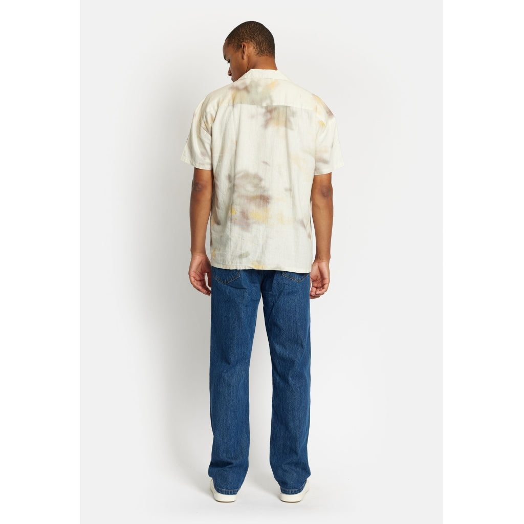 Denim project DPPrinted Linen Cuban Shirt Shirts 741 Cream print