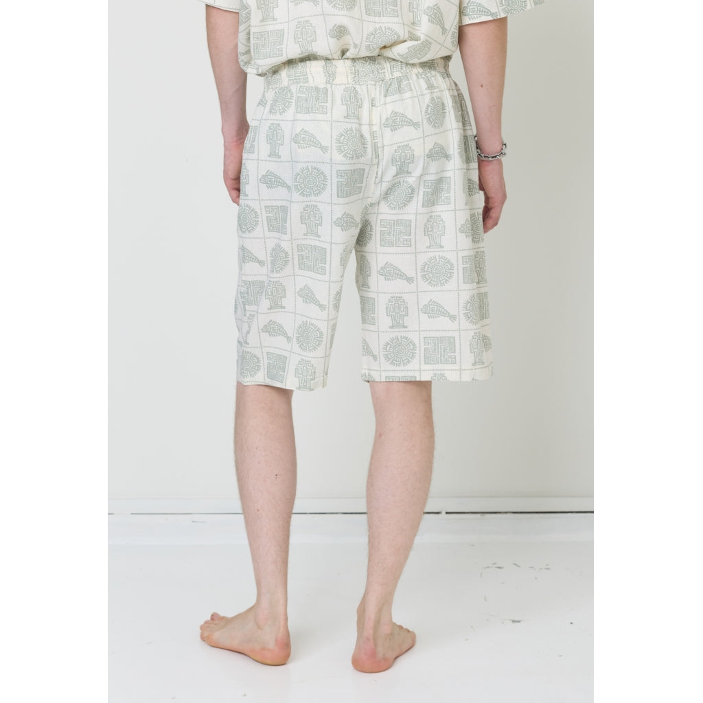 Denim project DPPrinted Linen Relaxed Shorts Shorts 728 Objects Print