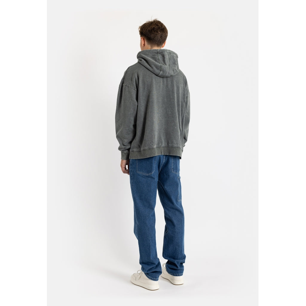 Denim project DPRACE BOXY HOODIE Sweat 119 GUNMETAL ACID WASH