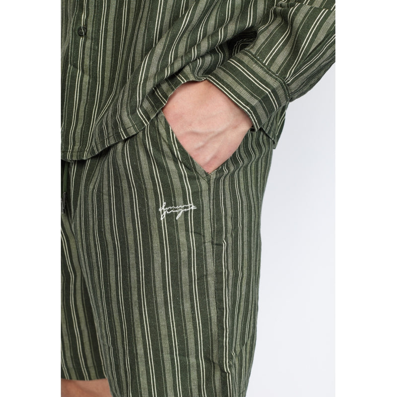 Denim project DPStripe Linen Blend Shorts Shorts 577 Duffel Bag Green