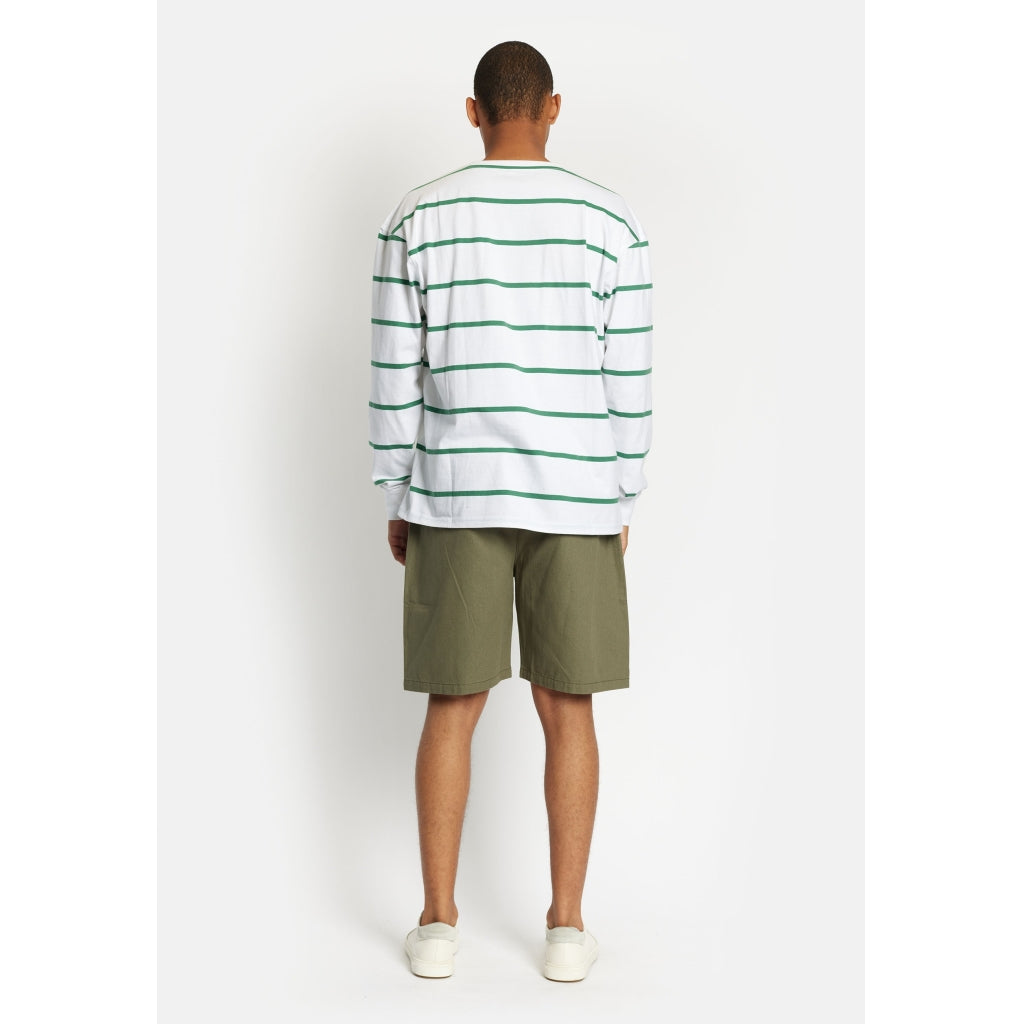 Denim project DPStripe Pocket LS Tee T-Shirt 701 Green Stripe / w. Fir contrast