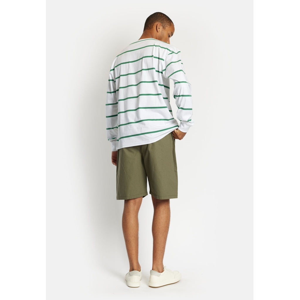 Denim project DPStripe Pocket LS Tee T-Shirt 701 Green Stripe / w. Fir contrast