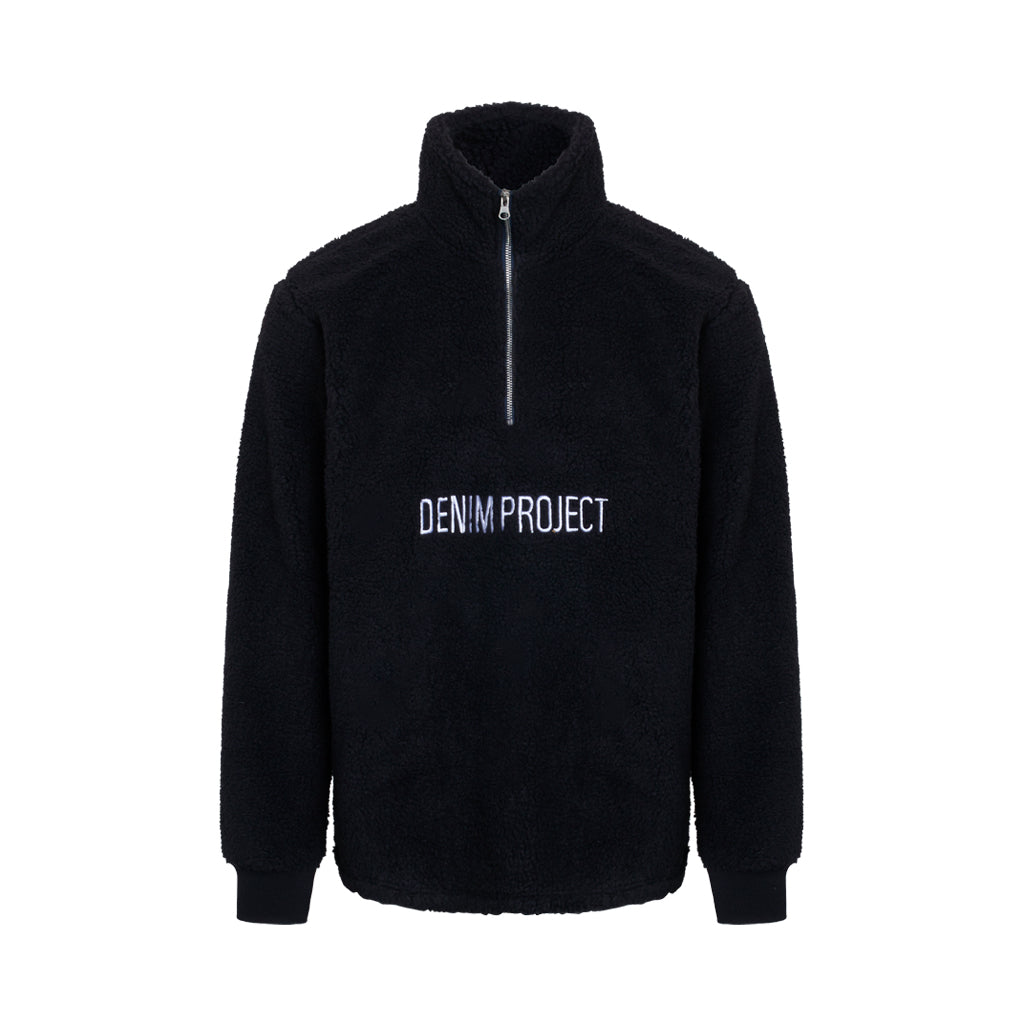 Denim project DPTEDDY HALF ZIP HIGHNECK Sweat 001 Black