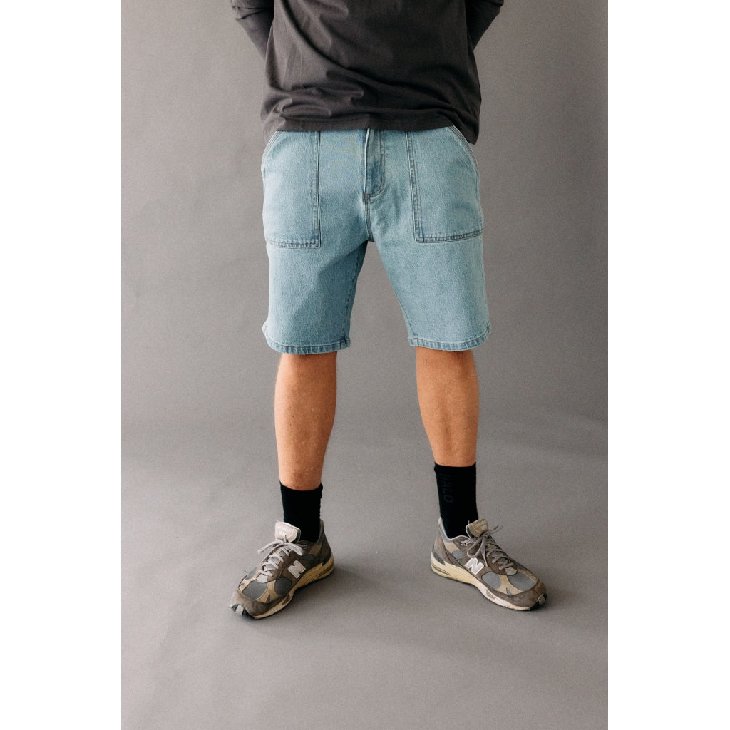 Denim project DPUTILTY LOOSE SHORTS Shorts 678 Light Blue Washed