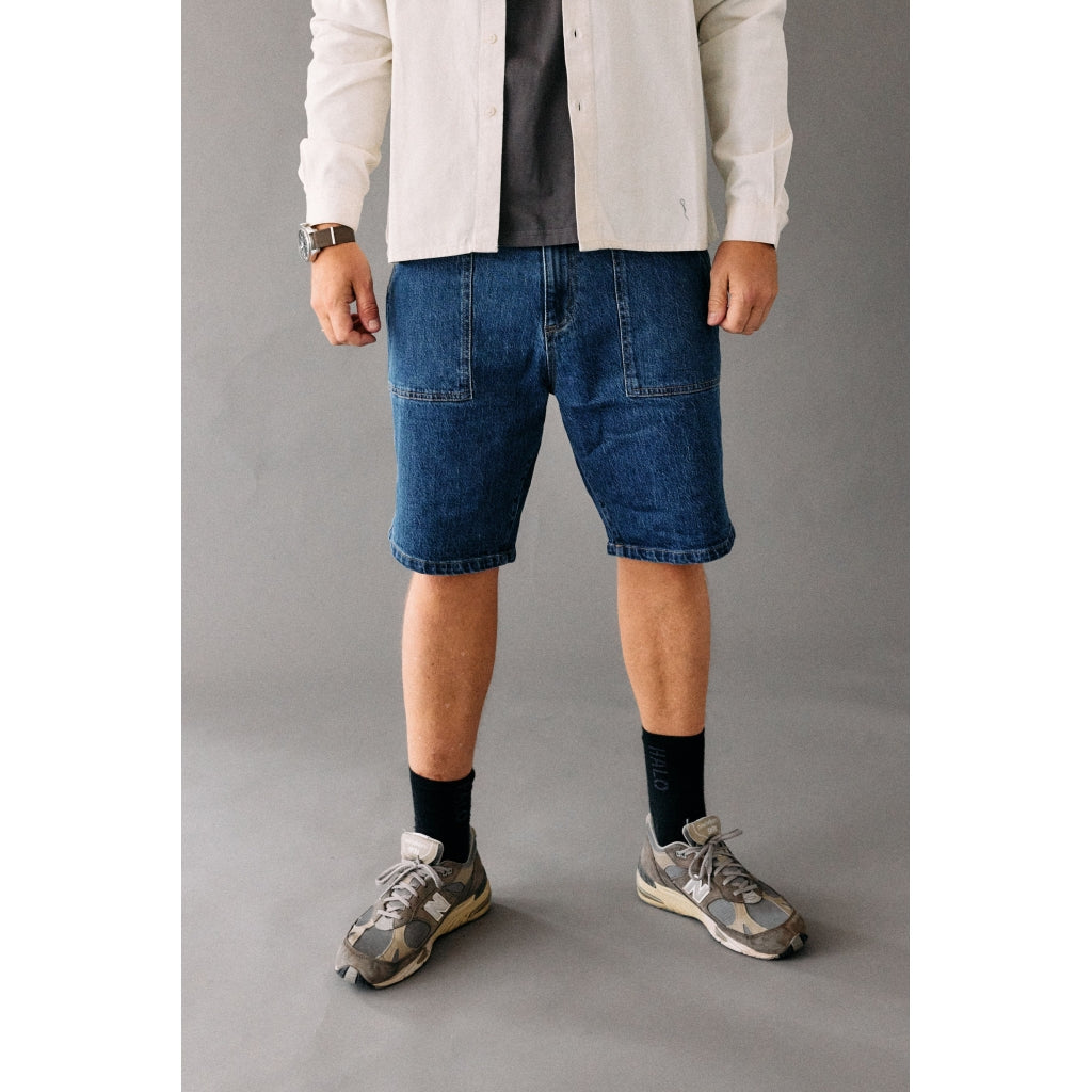 Denim project DPUTILTY LOOSE SHORTS Shorts 679 Mid Blue Washed