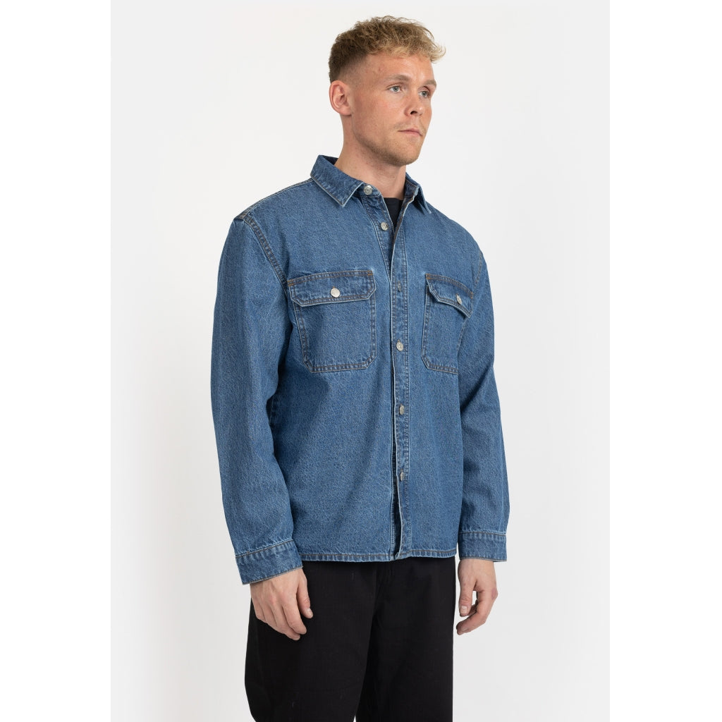 Denim project DPWORKER DENIM OVERSHIRT Shirts VI701 Mid Blue