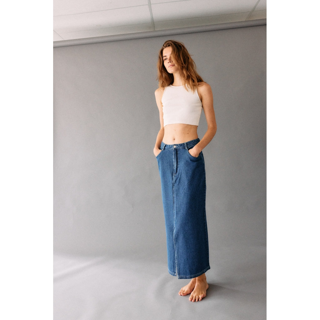 Denim project DPWRelaxed Denim Maxi Skirt Skirt W720 Mid Blue Wash