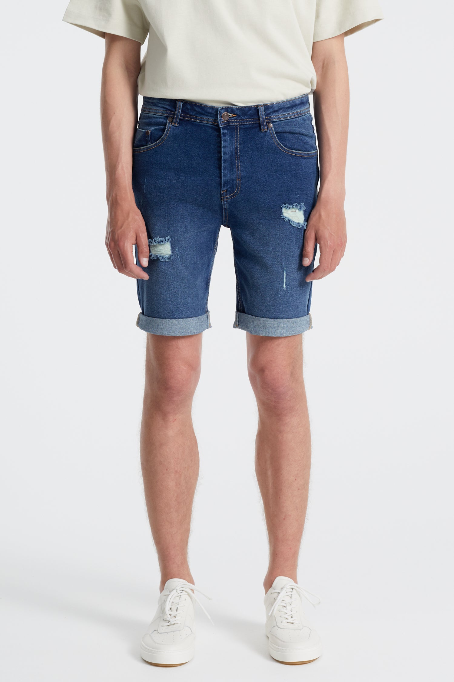 Denim project Mr. Orange Shorts 076 Dark Blue destroy