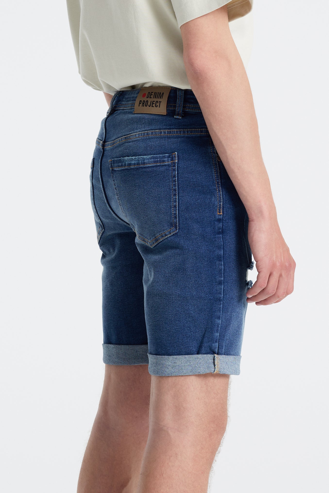 Denim project Mr. Orange Shorts 076 Dark Blue destroy