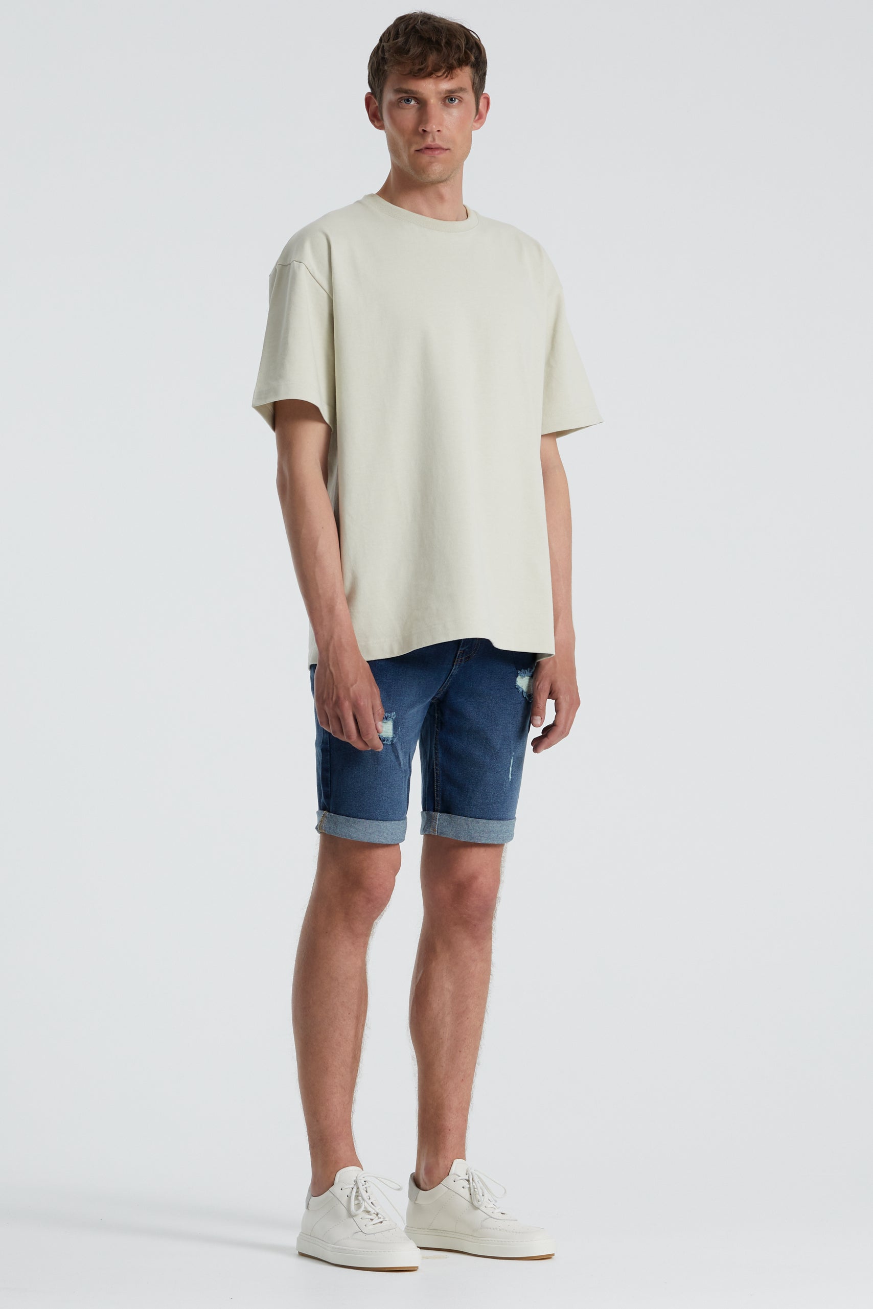 Denim project Mr. Orange Shorts 076 Dark Blue destroy