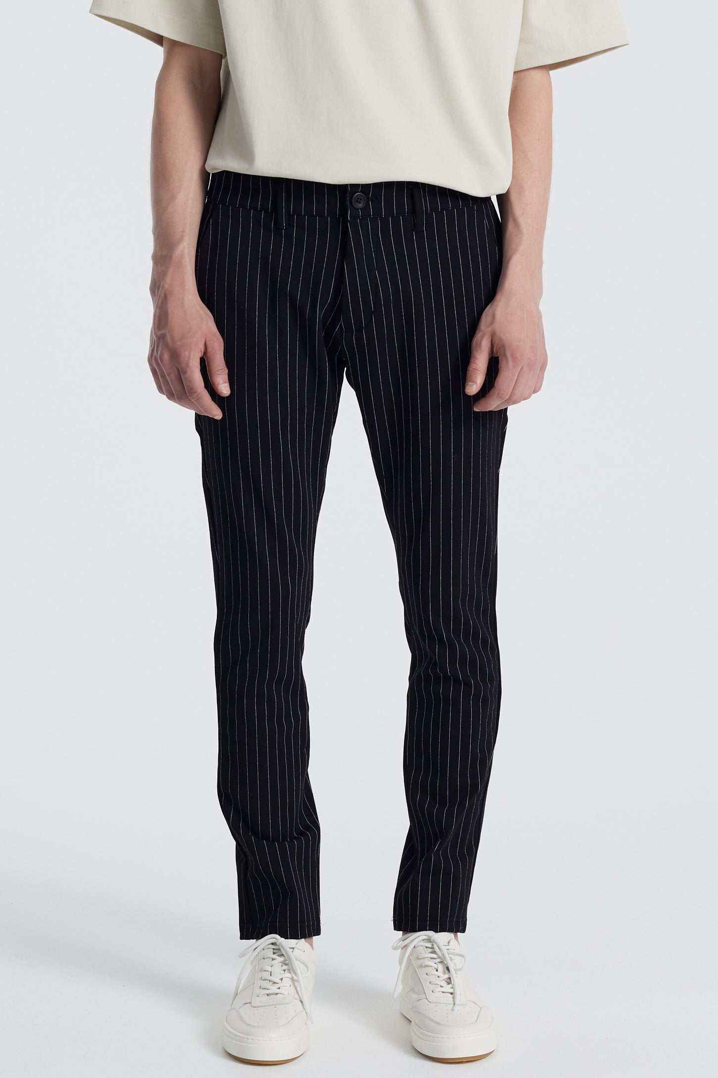 Denim project Ponte Roma Plain Pants 027 Black White pin